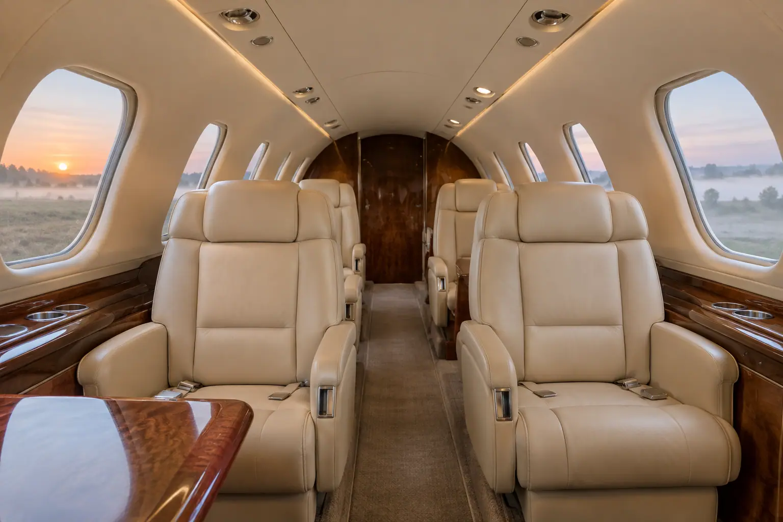 Midsize jet cabin interior