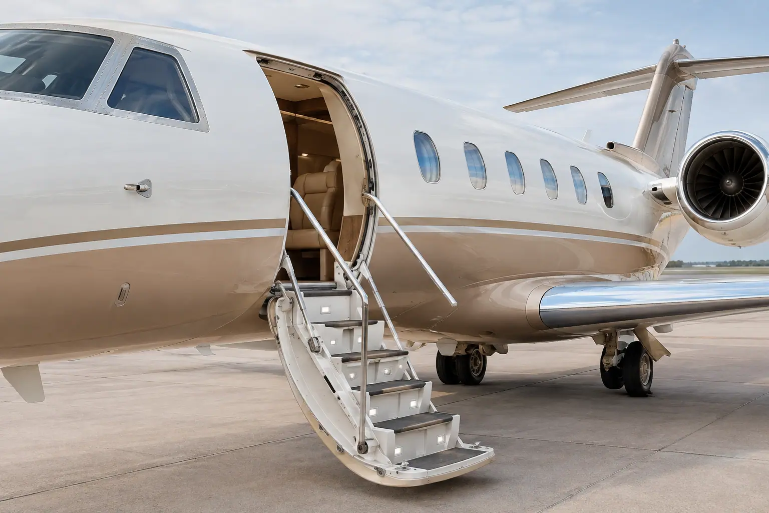 Open airstair of a private jet