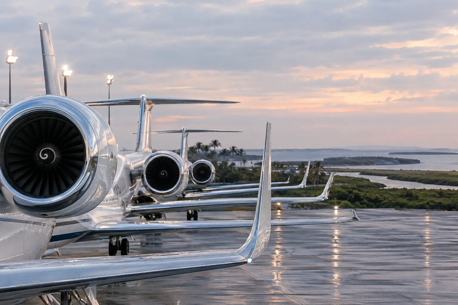 Business jets on the ramp